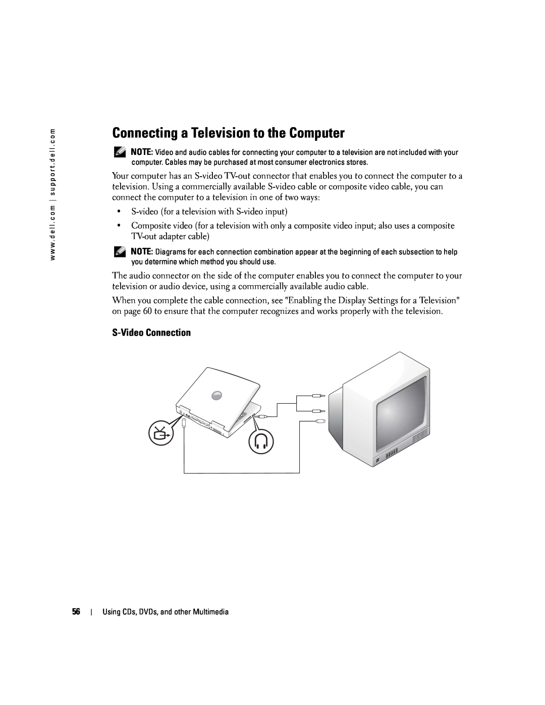 Dell PP10L owner manual Connecting a Television to the Computer, S-Video Connection 