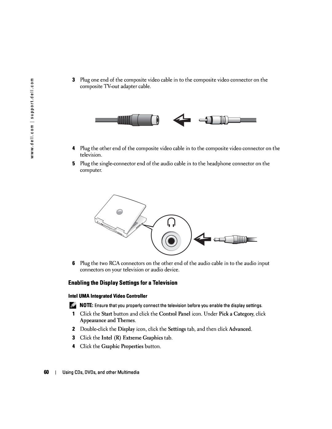 Dell PP10L owner manual Enabling the Display Settings for a Television 