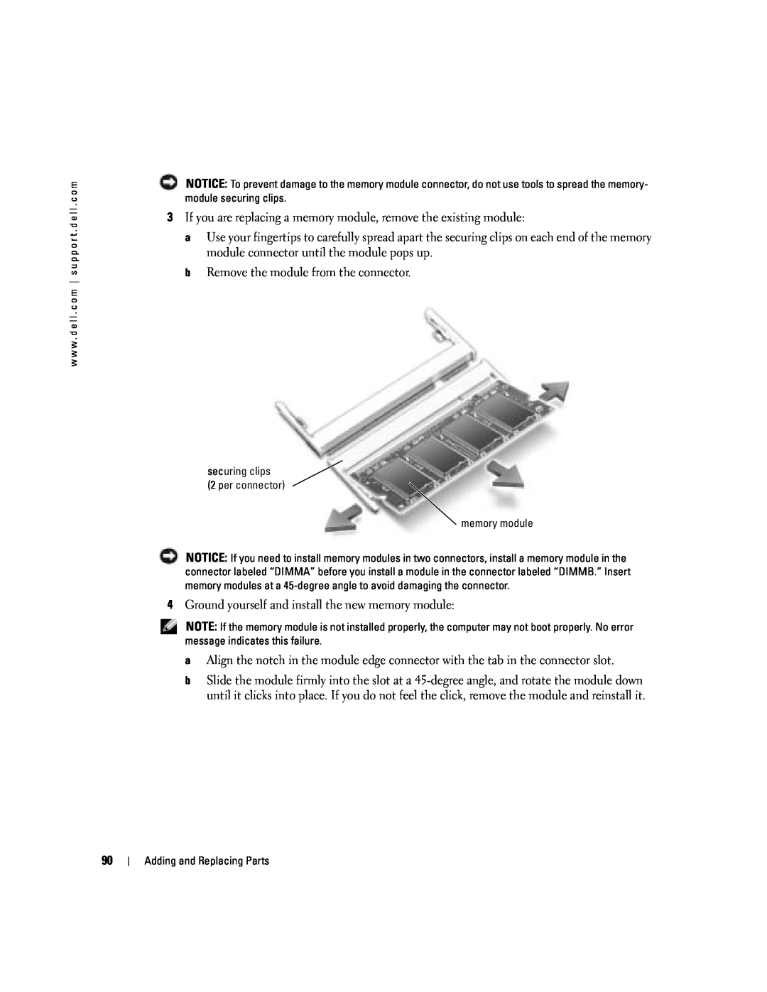 Dell PP10L owner manual If you are replacing a memory module, remove the existing module 