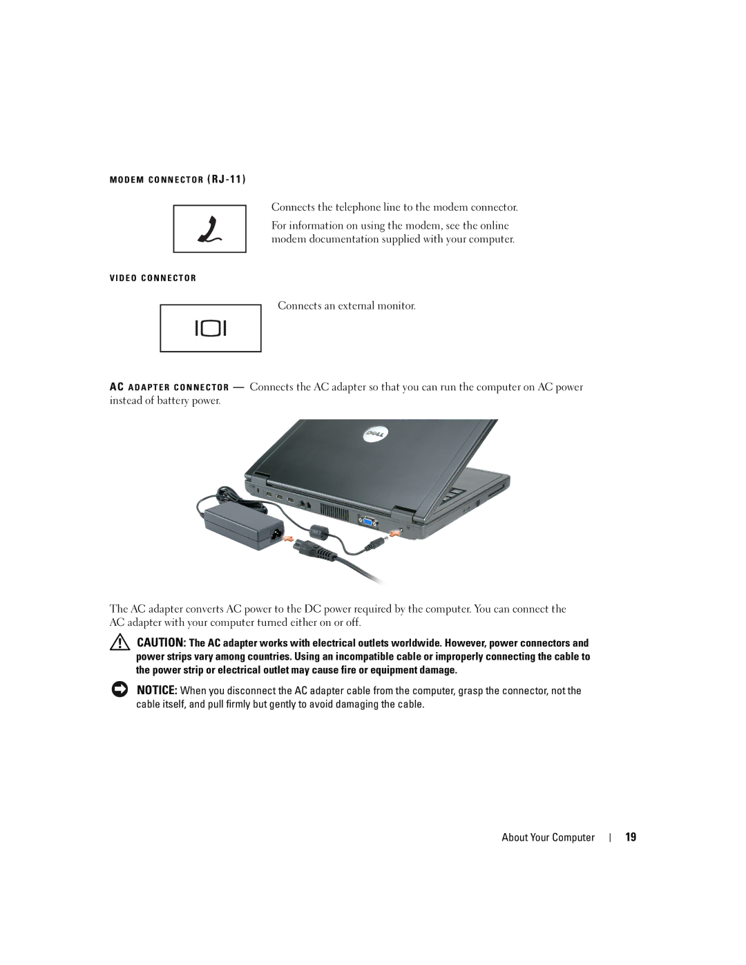 Dell PP10S owner manual D E O C O N N E C T O R 