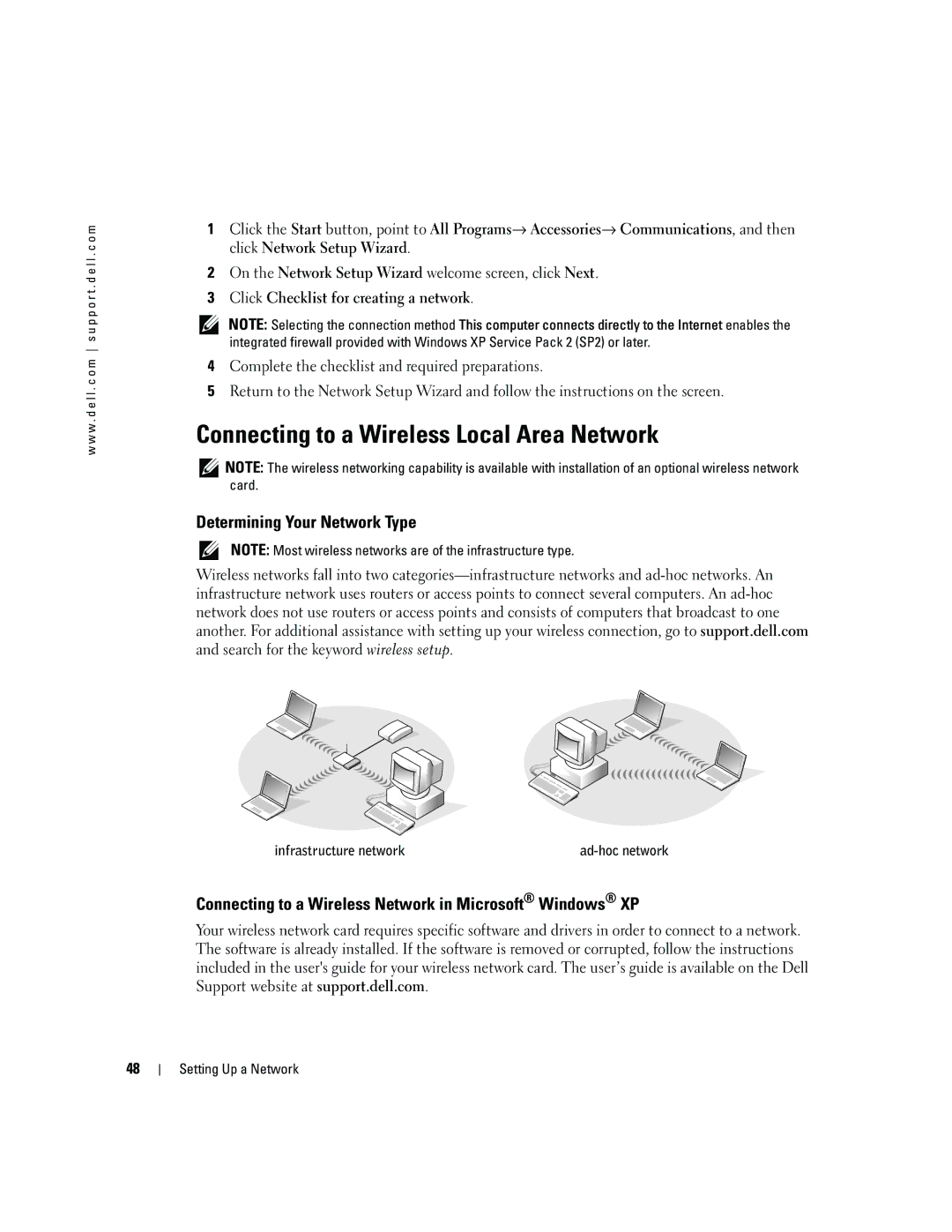 Dell PP10S owner manual Connecting to a Wireless Local Area Network, Determining Your Network Type, Infrastructure network 