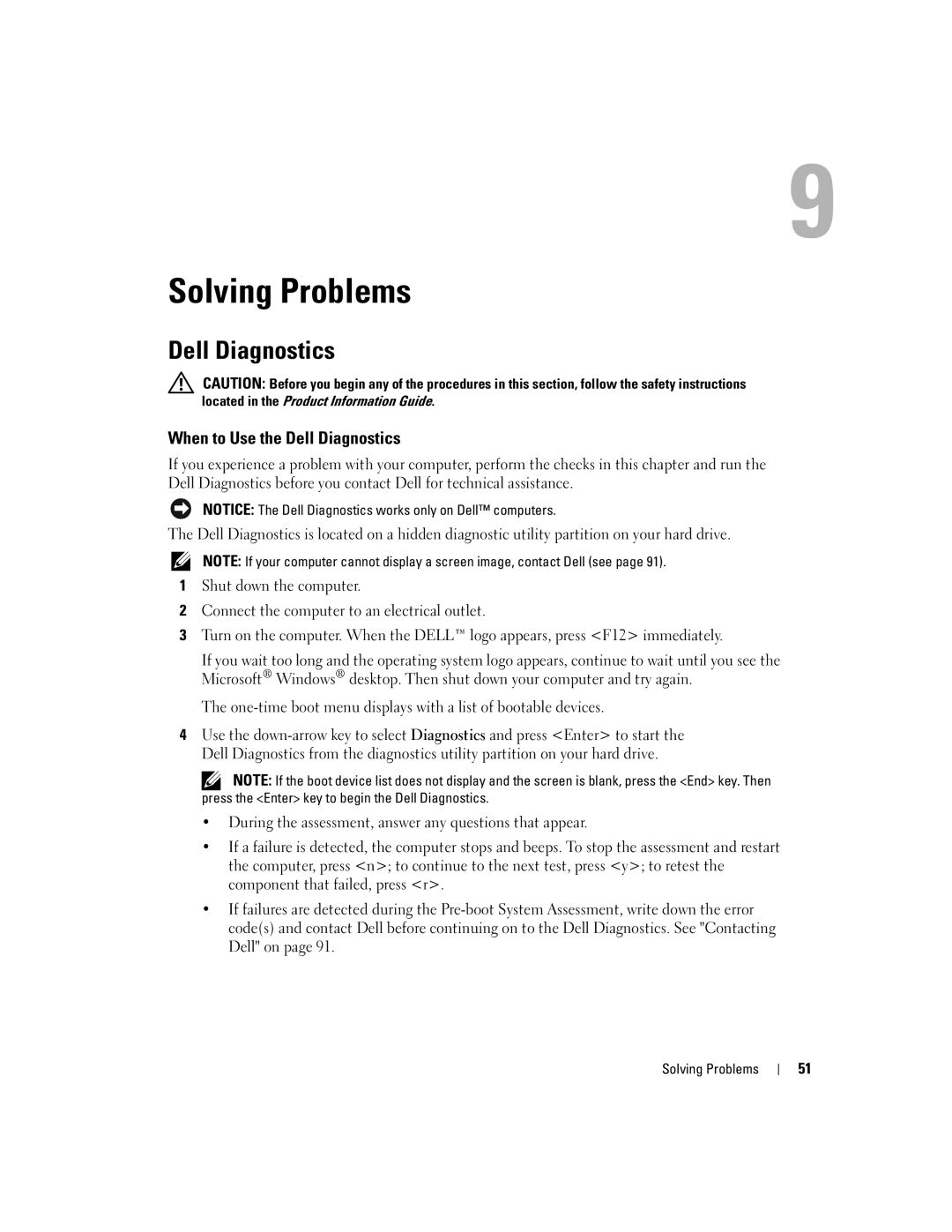 Dell PP10S owner manual Solving Problems, When to Use the Dell Diagnostics 