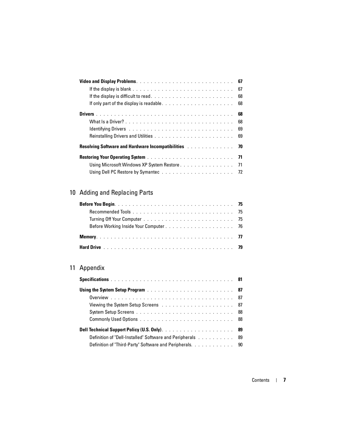 Dell PP10S owner manual If only part of the display is readable, Resolving Software and Hardware Incompatibilities 