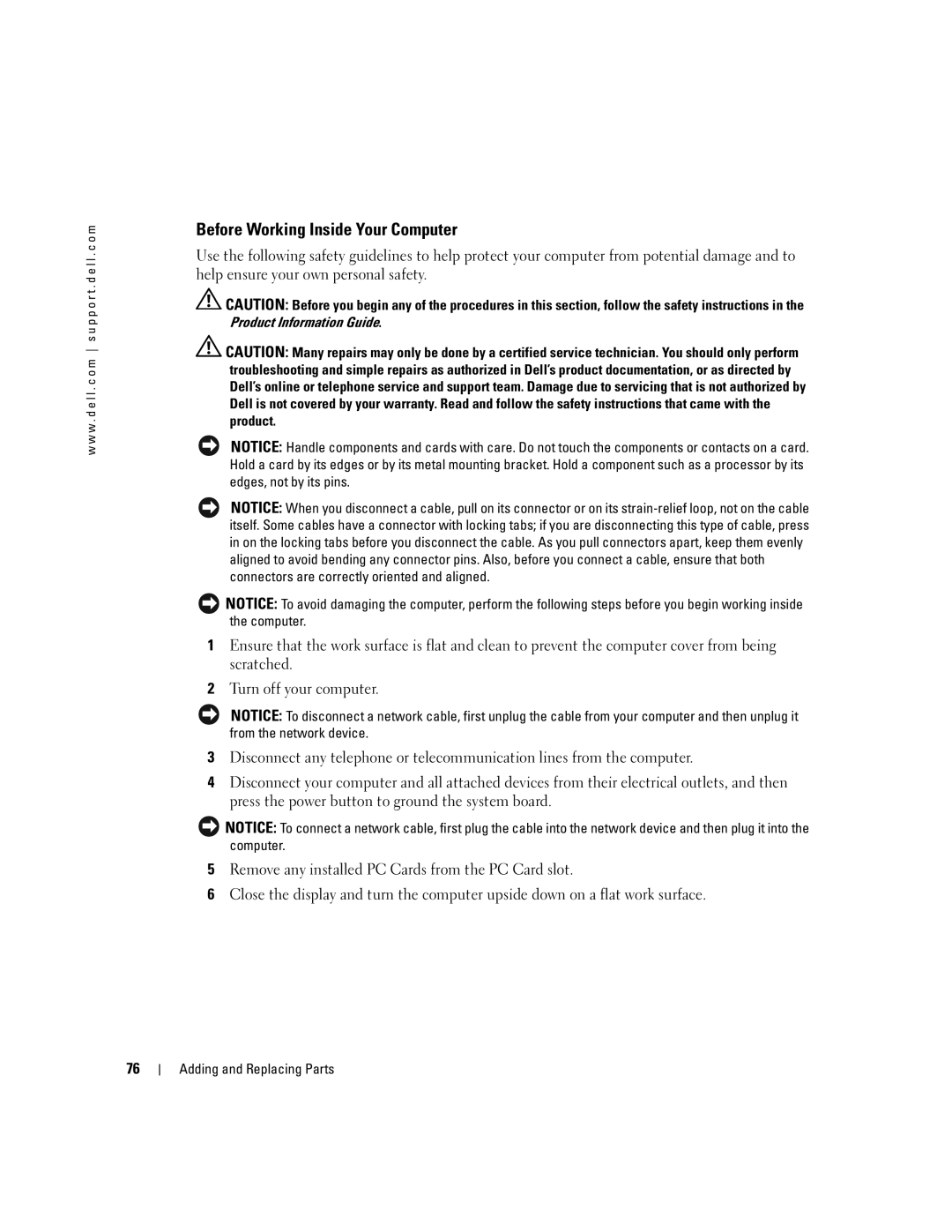 Dell PP10S owner manual Before Working Inside Your Computer 