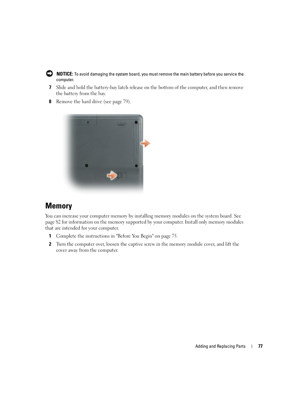 Dell PP10S owner manual Memory 