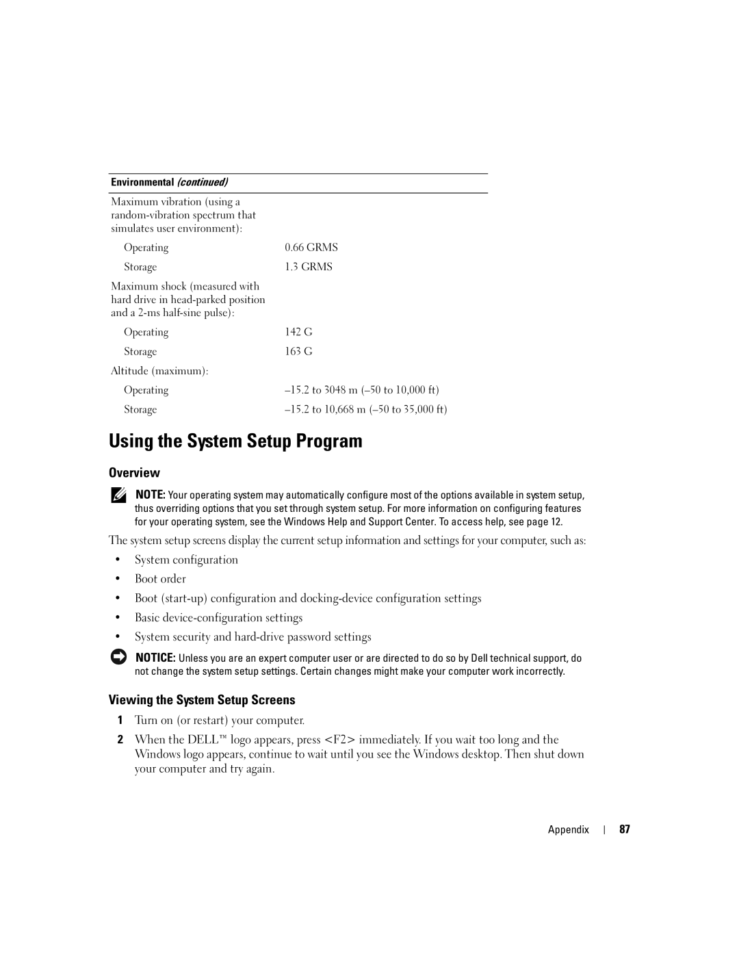 Dell PP10S owner manual Using the System Setup Program, Overview, Viewing the System Setup Screens 