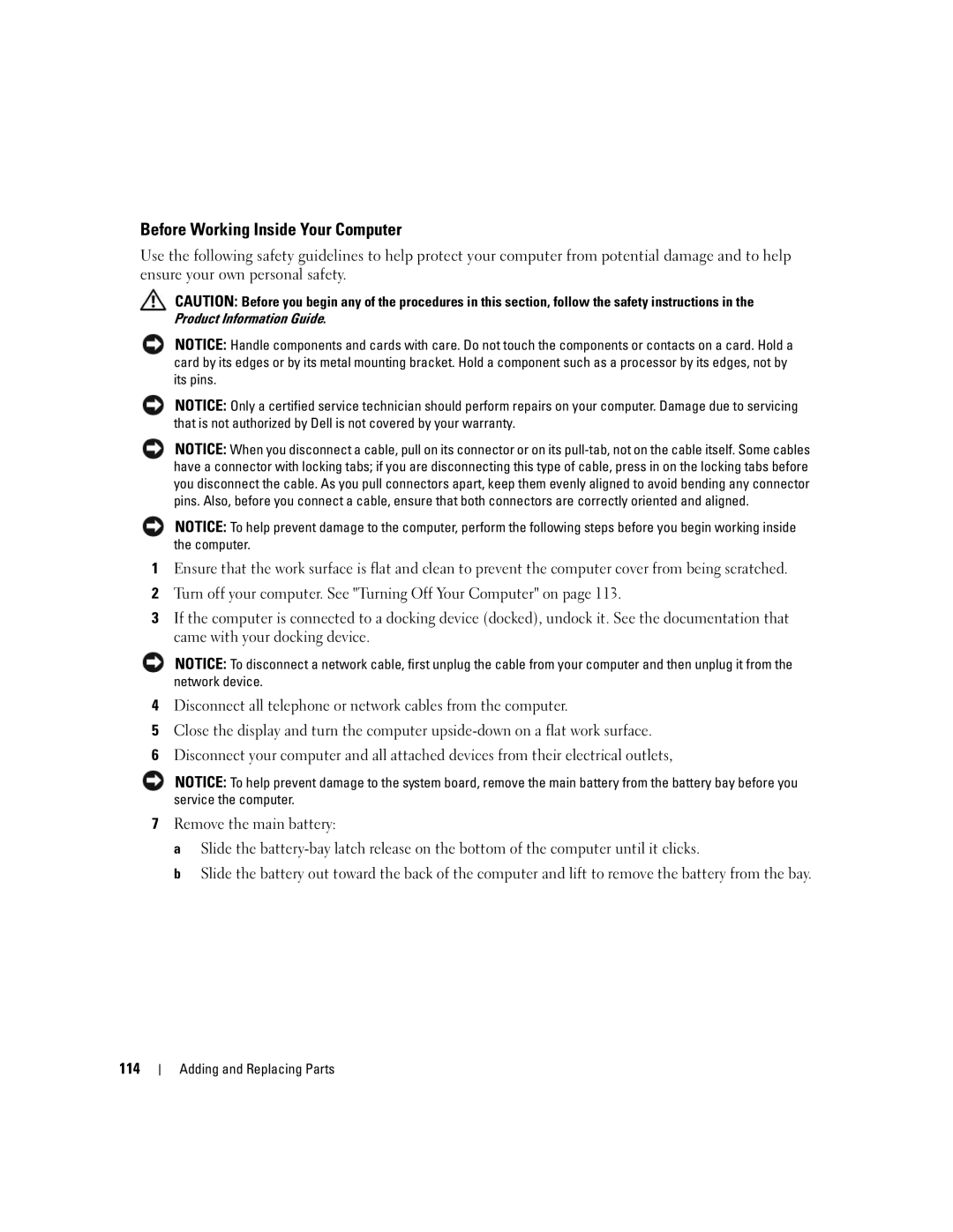 Dell PP11S, M1210 manual Before Working Inside Your Computer 