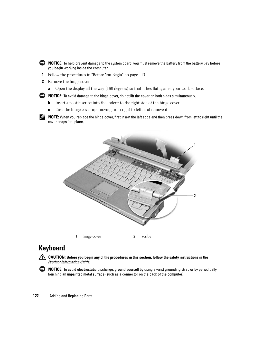 Dell PP11S, M1210 manual Keyboard, 122 