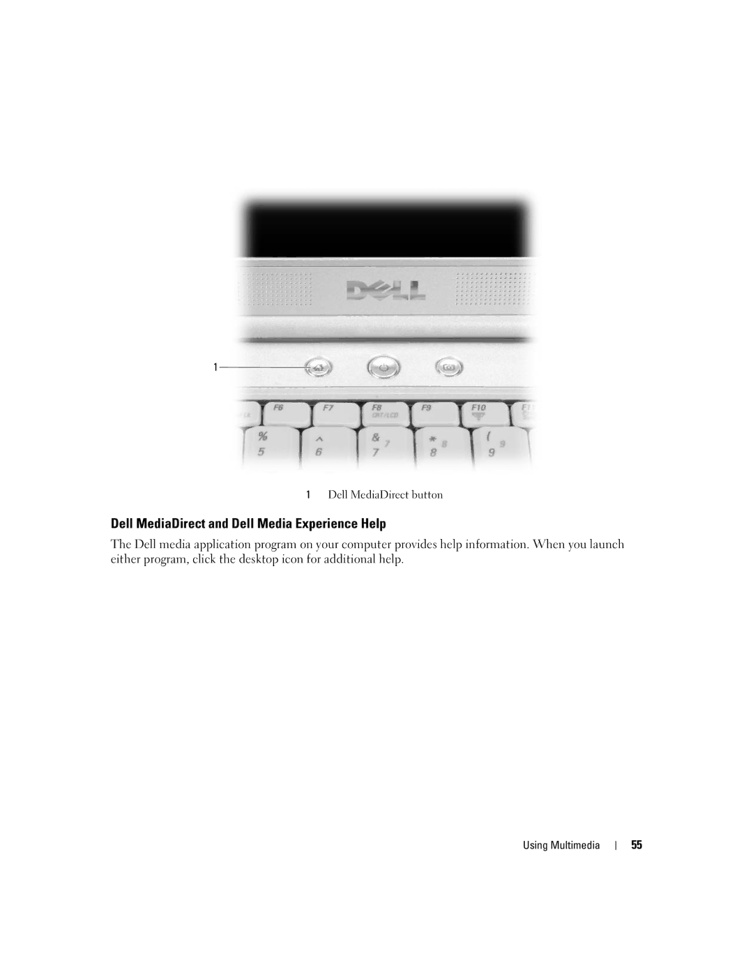 Dell M1210, PP11S manual Dell MediaDirect and Dell Media Experience Help 