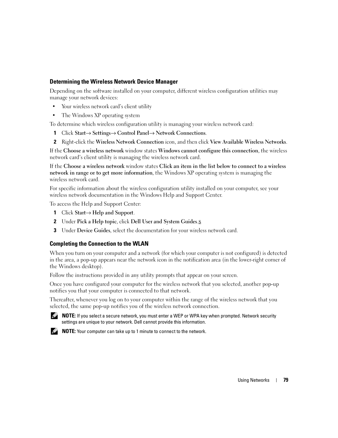 Dell M1210, PP11S manual Determining the Wireless Network Device Manager, Completing the Connection to the Wlan 