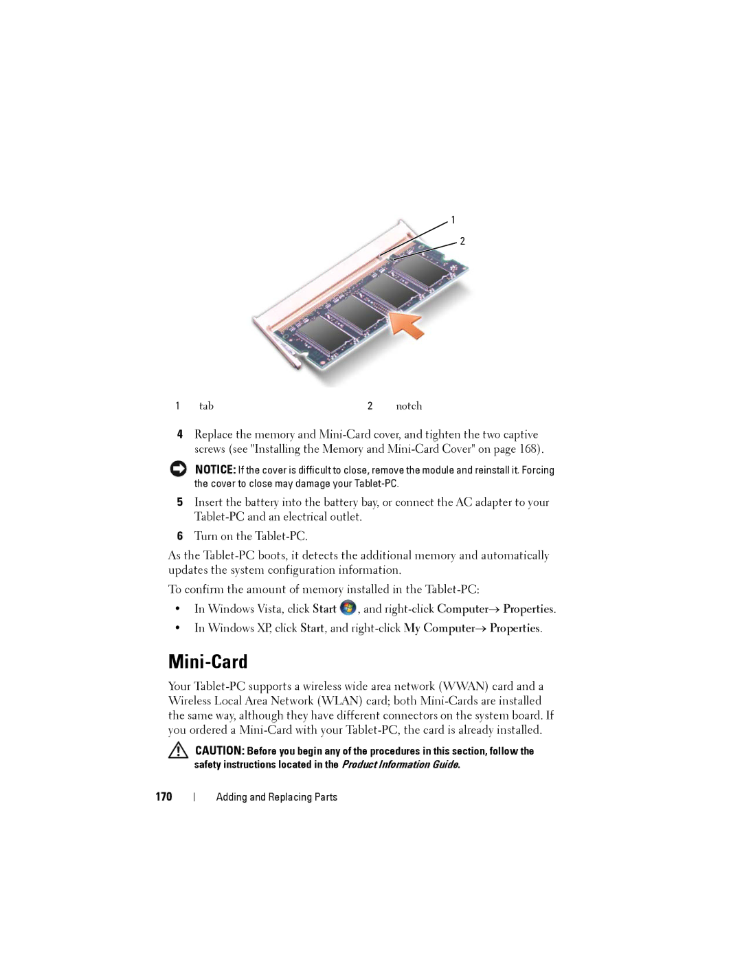 Dell PP12S manual Mini-Card, 170 