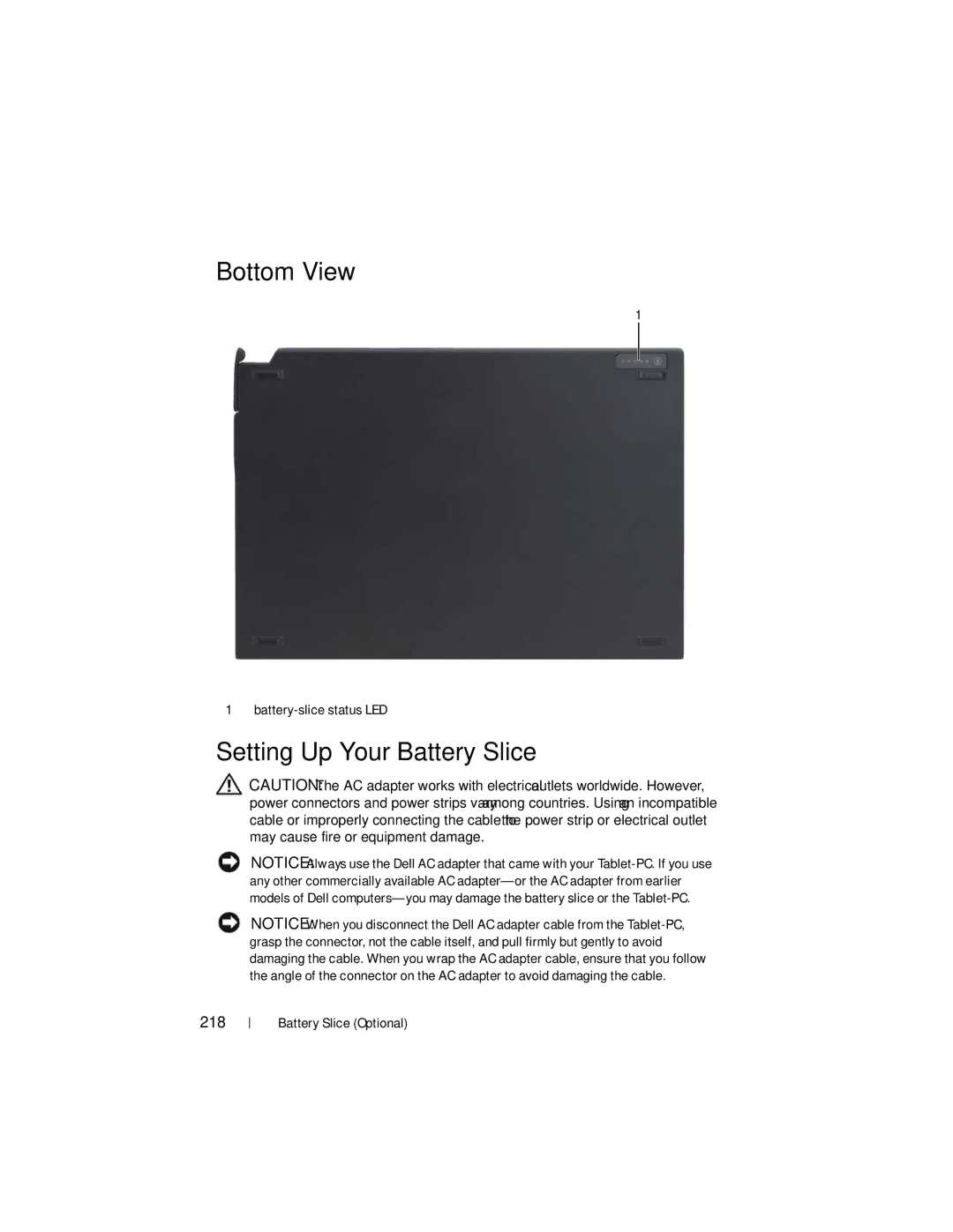 Dell PP12S manual Setting Up Your Battery Slice, 218 