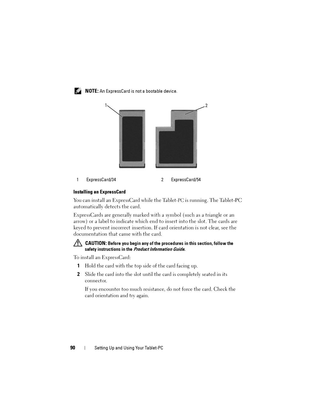 Dell PP12S manual Installing an ExpressCard 