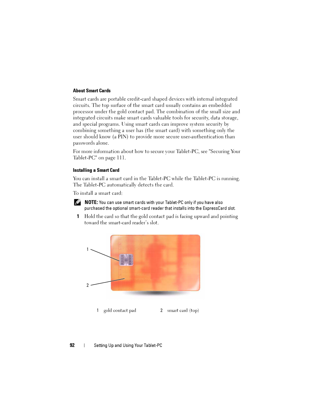 Dell PP12S manual About Smart Cards, Installing a Smart Card 