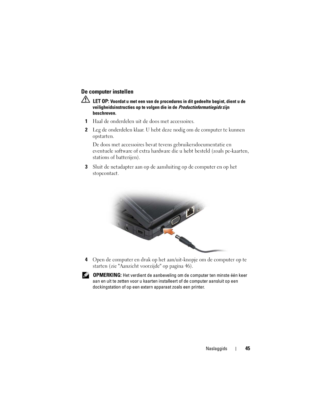 Dell PP12S manual De computer instellen 