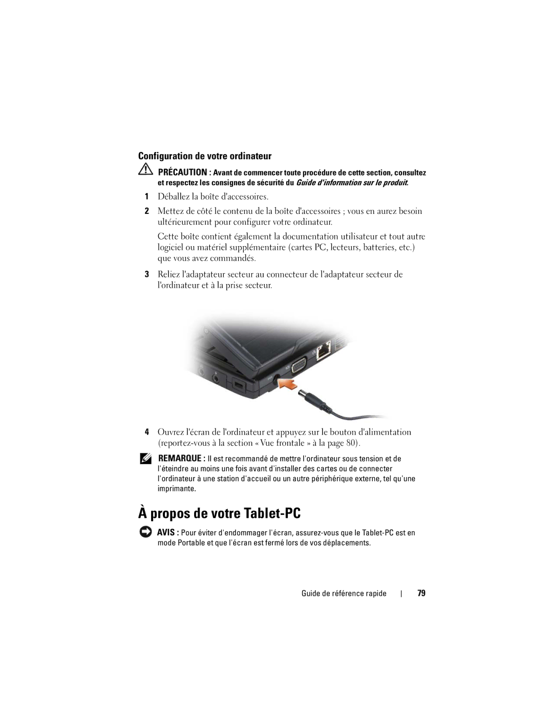 Dell PP12S manual Propos de votre Tablet-PC, Configuration de votre ordinateur 