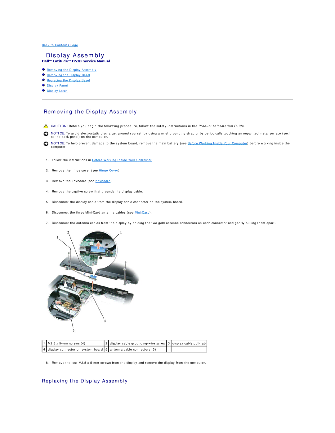 Dell PP17L manual Removing the Display Assembly 