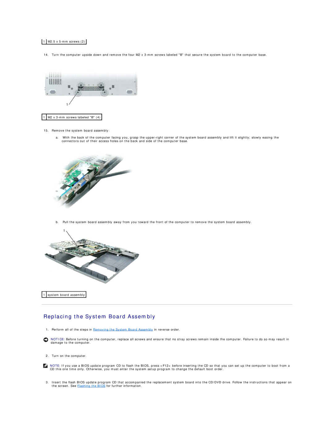 Dell PP17L manual Replacing the System Board Assembly 