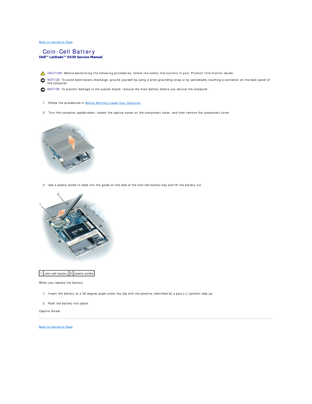 Dell PP17L manual Coin-Cell Battery 