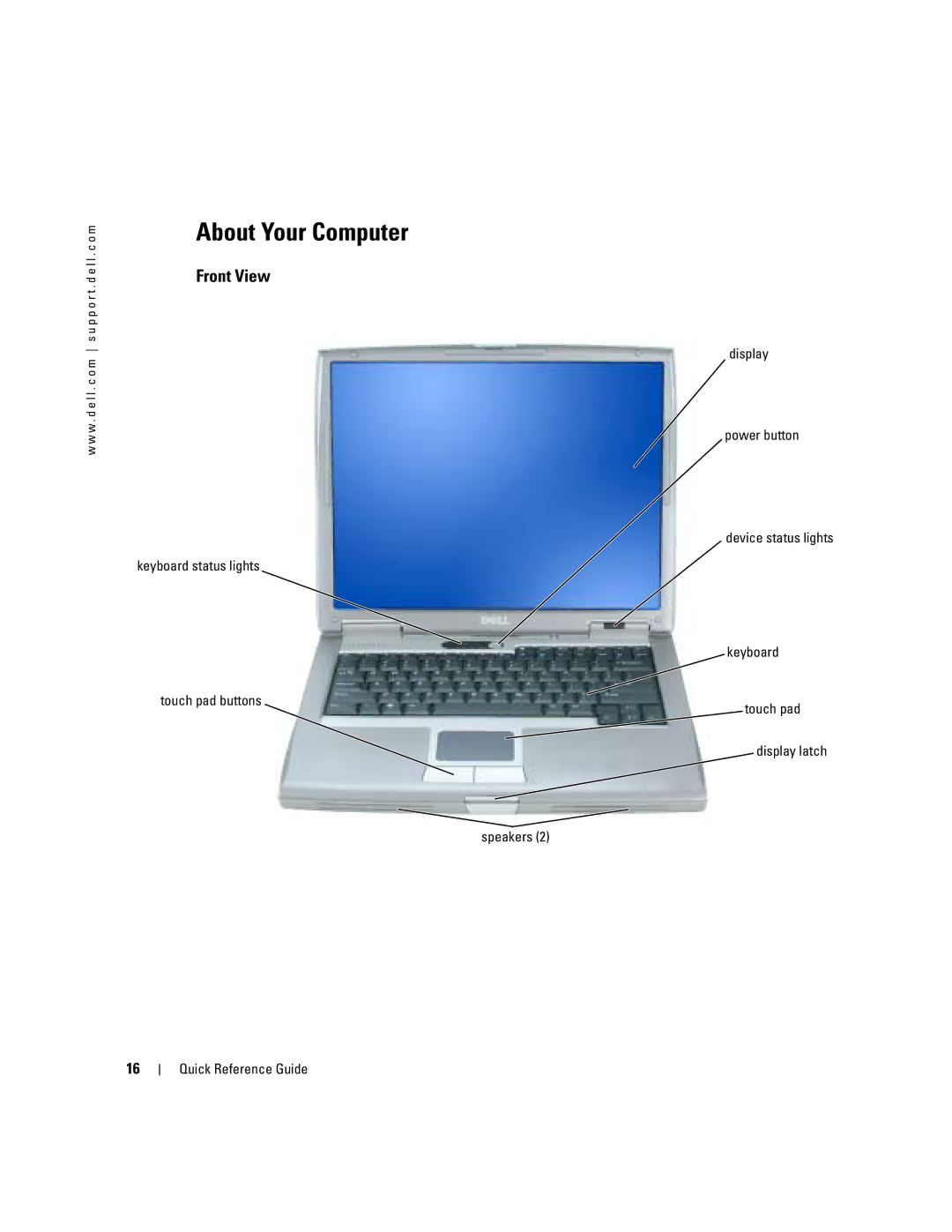 Dell PP17L manual About Your Computer, Front View 