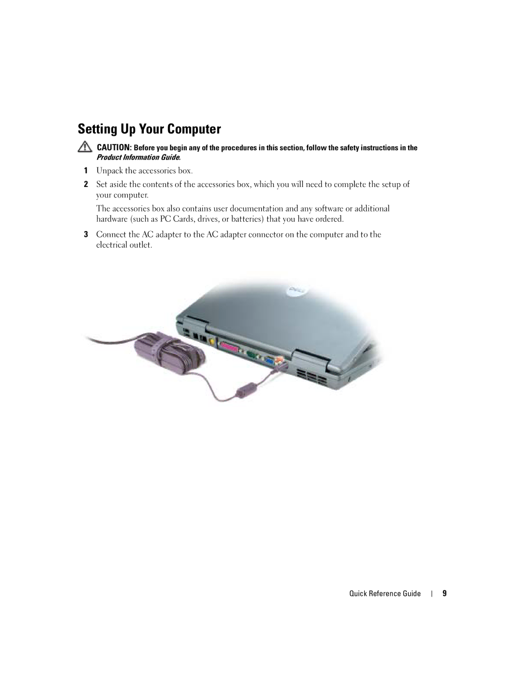 Dell PP17L manual Setting Up Your Computer, Product Information Guide 