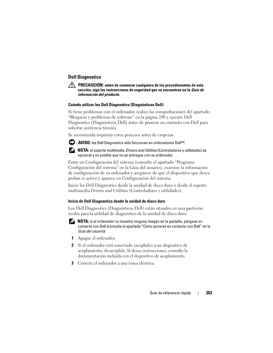 Dell PP18L manual Dell Diagnostics, 203 