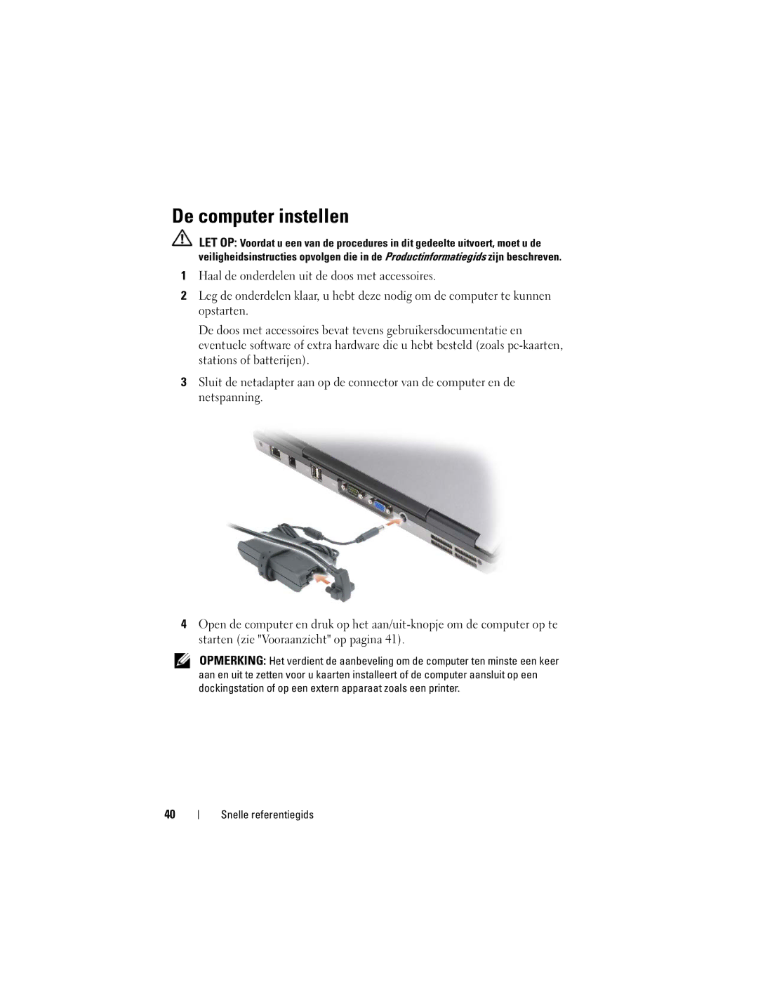 Dell PP18L manual De computer instellen 