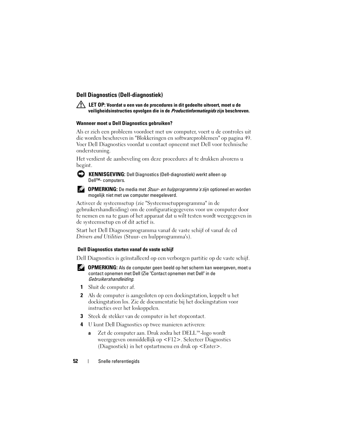 Dell PP18L manual Dell Diagnostics Dell-diagnostiek 