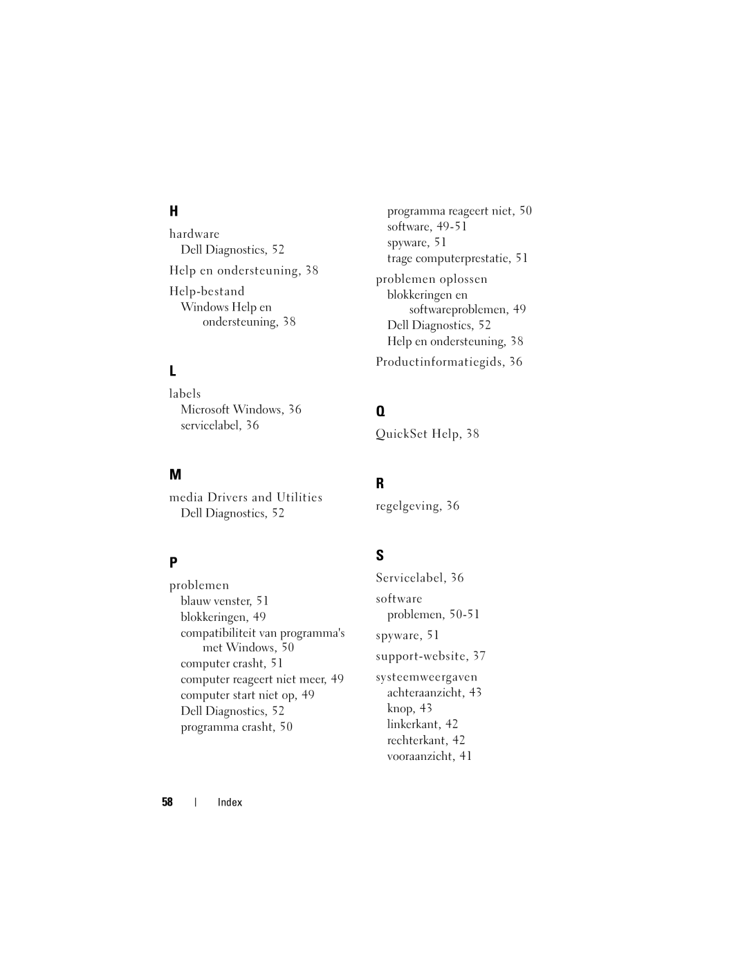 Dell PP18L manual Index 