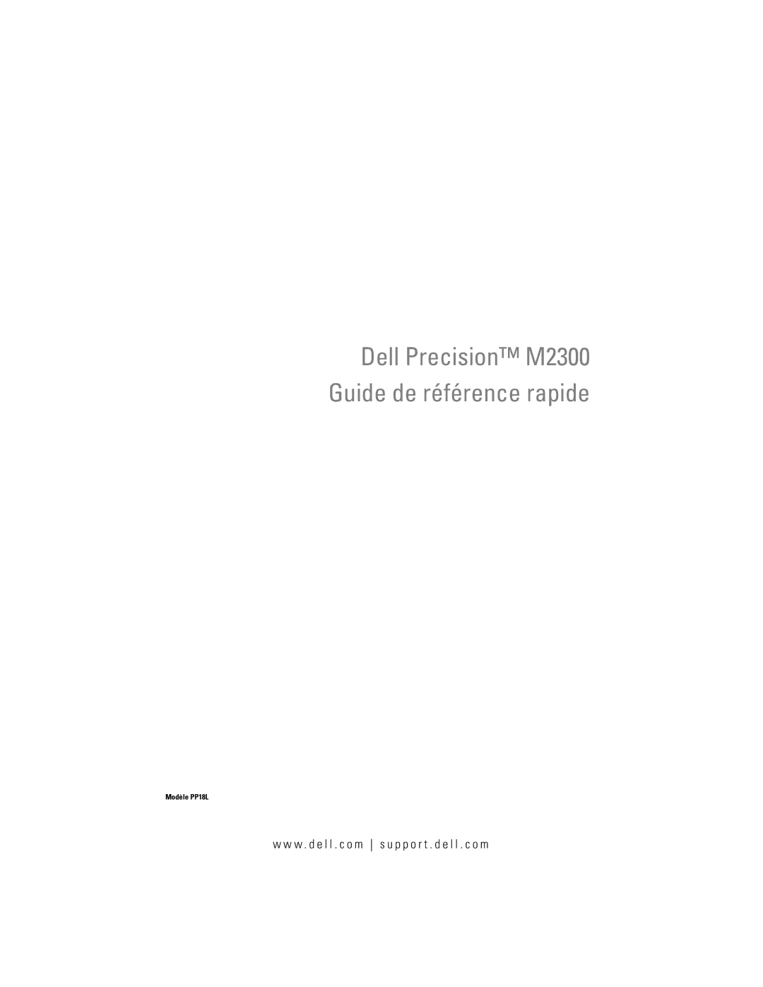 Dell PP18L manual Dell Precision M2300 Guide de référence rapide 