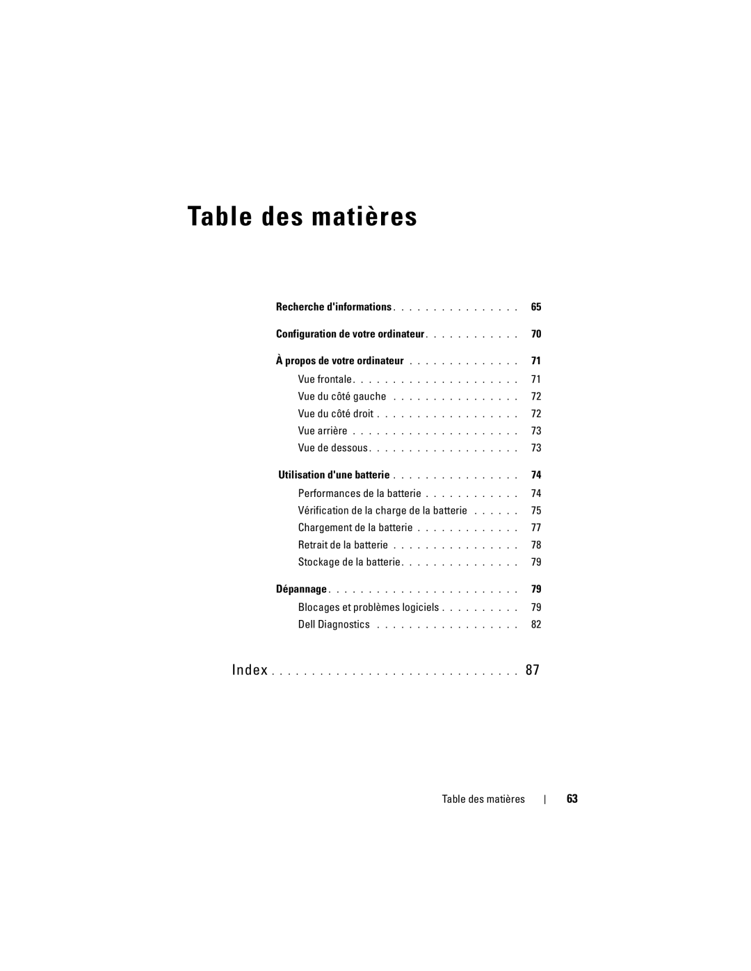 Dell PP18L manual Blocages et problèmes logiciels, Table des matières 