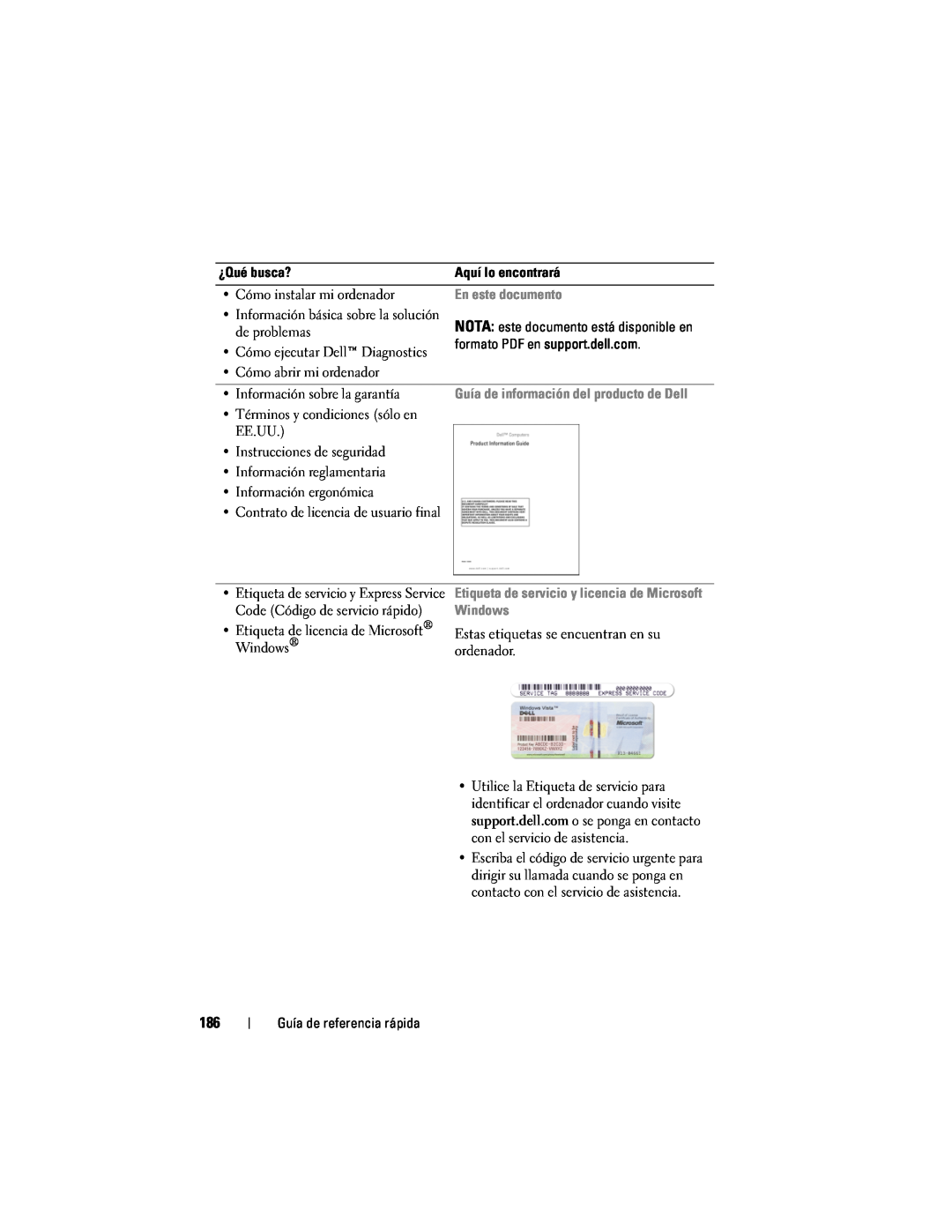 Dell PP18L manual En este documento, Etiqueta de servicio y licencia de Microsoft Windows 