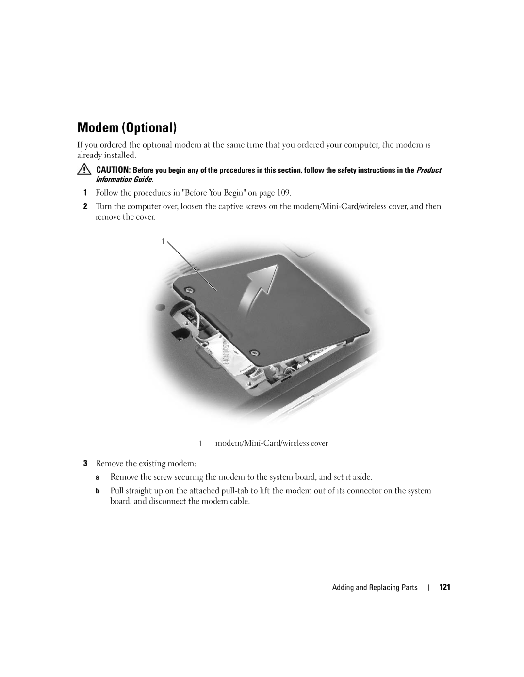 Dell PP19L manual Modem Optional, 121 