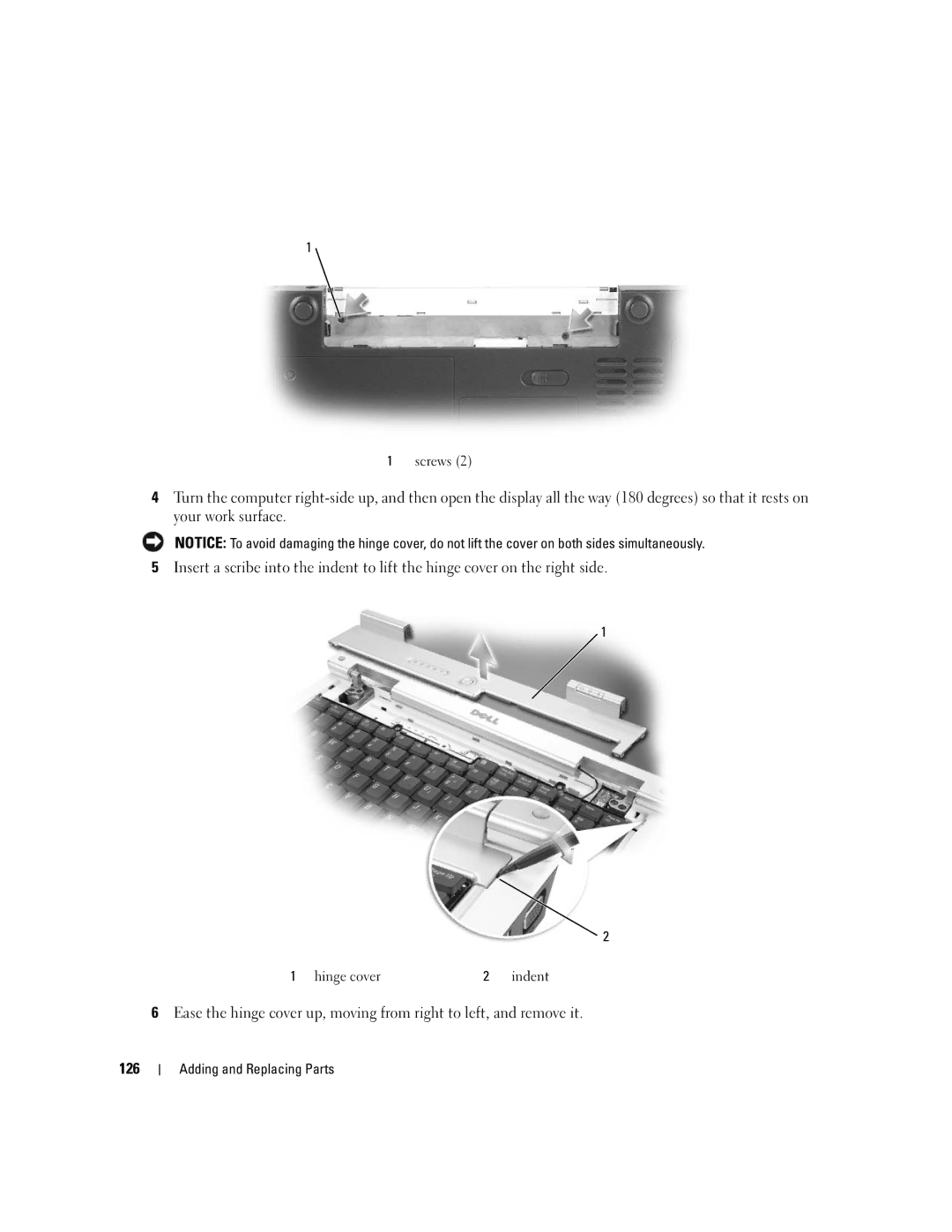 Dell PP19L manual Screws, Hinge cover 