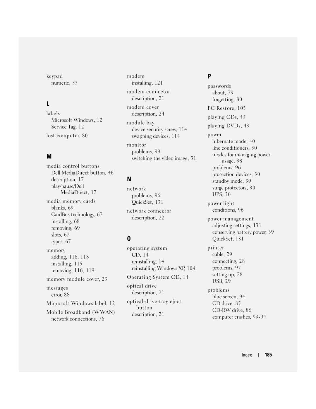 Dell PP19L manual 185 