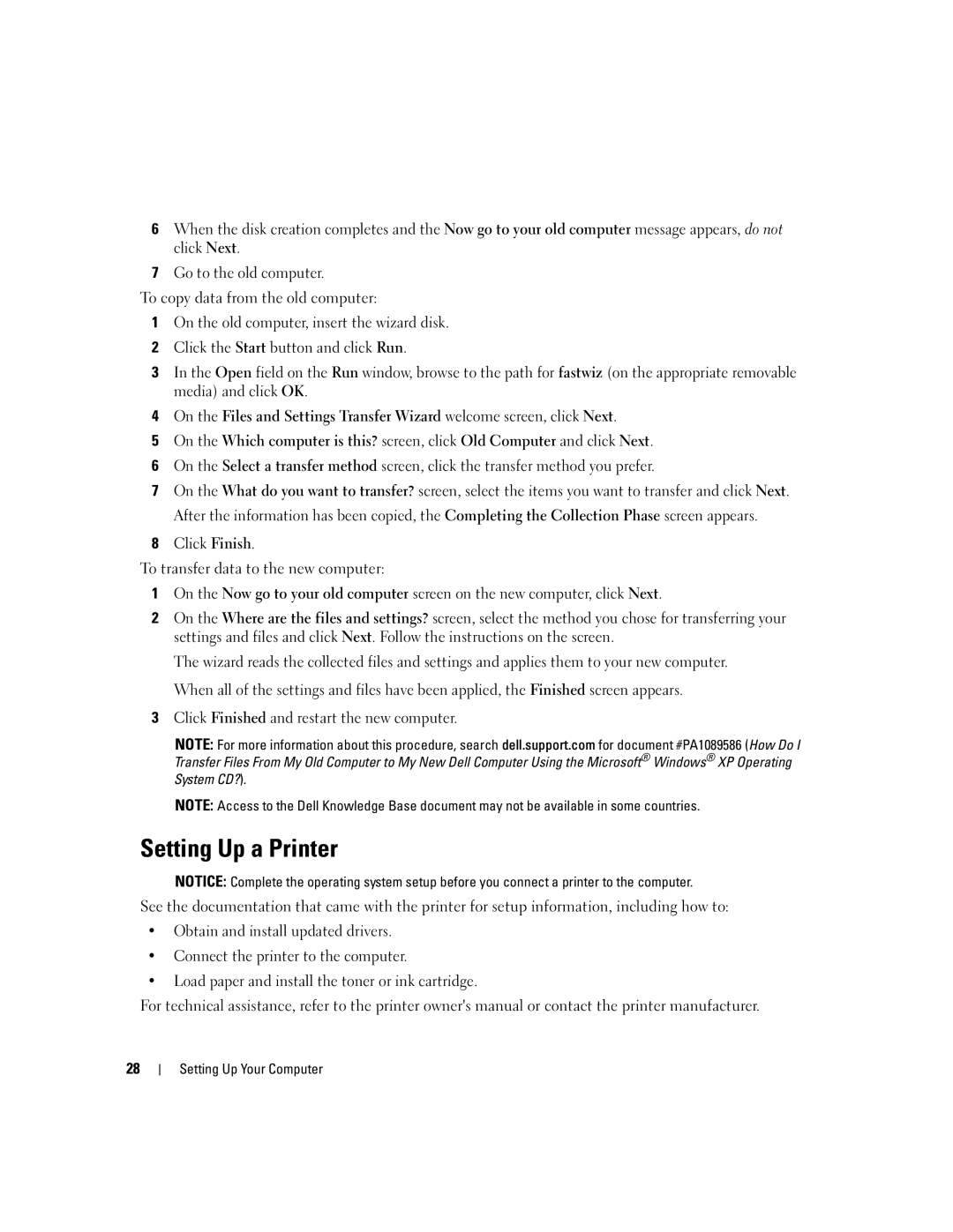 Dell PP19L manual Setting Up a Printer 