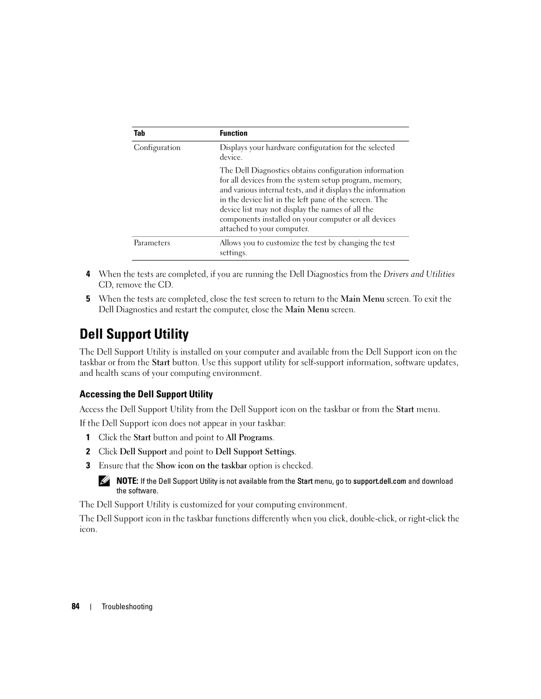 Dell PP19L manual Accessing the Dell Support Utility 