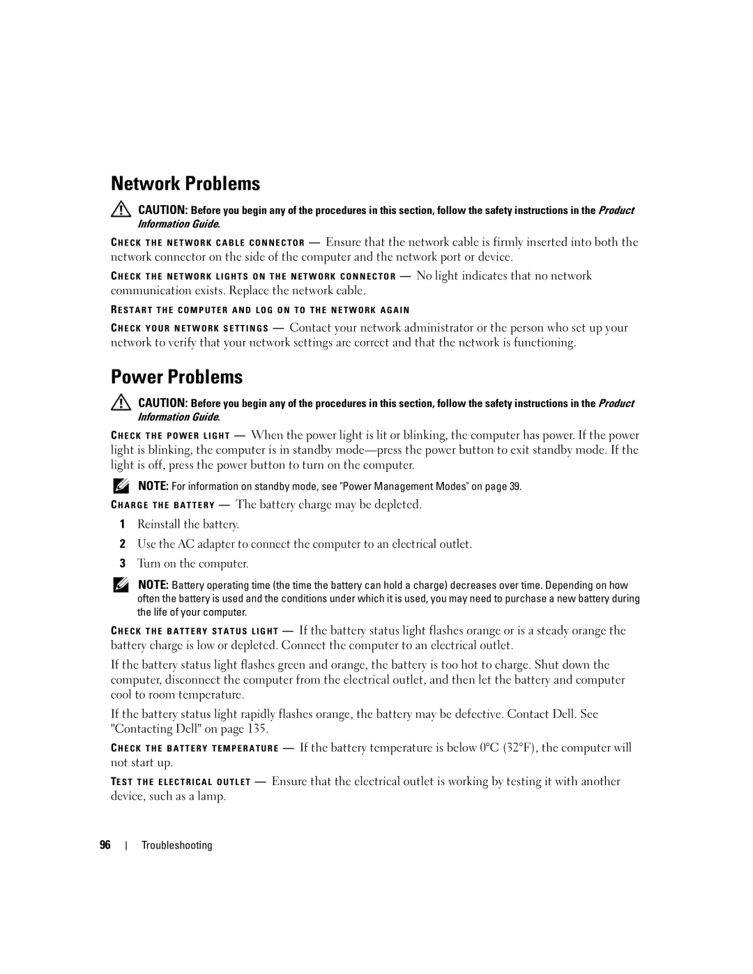 Dell PP19L manual Network Problems, Power Problems 