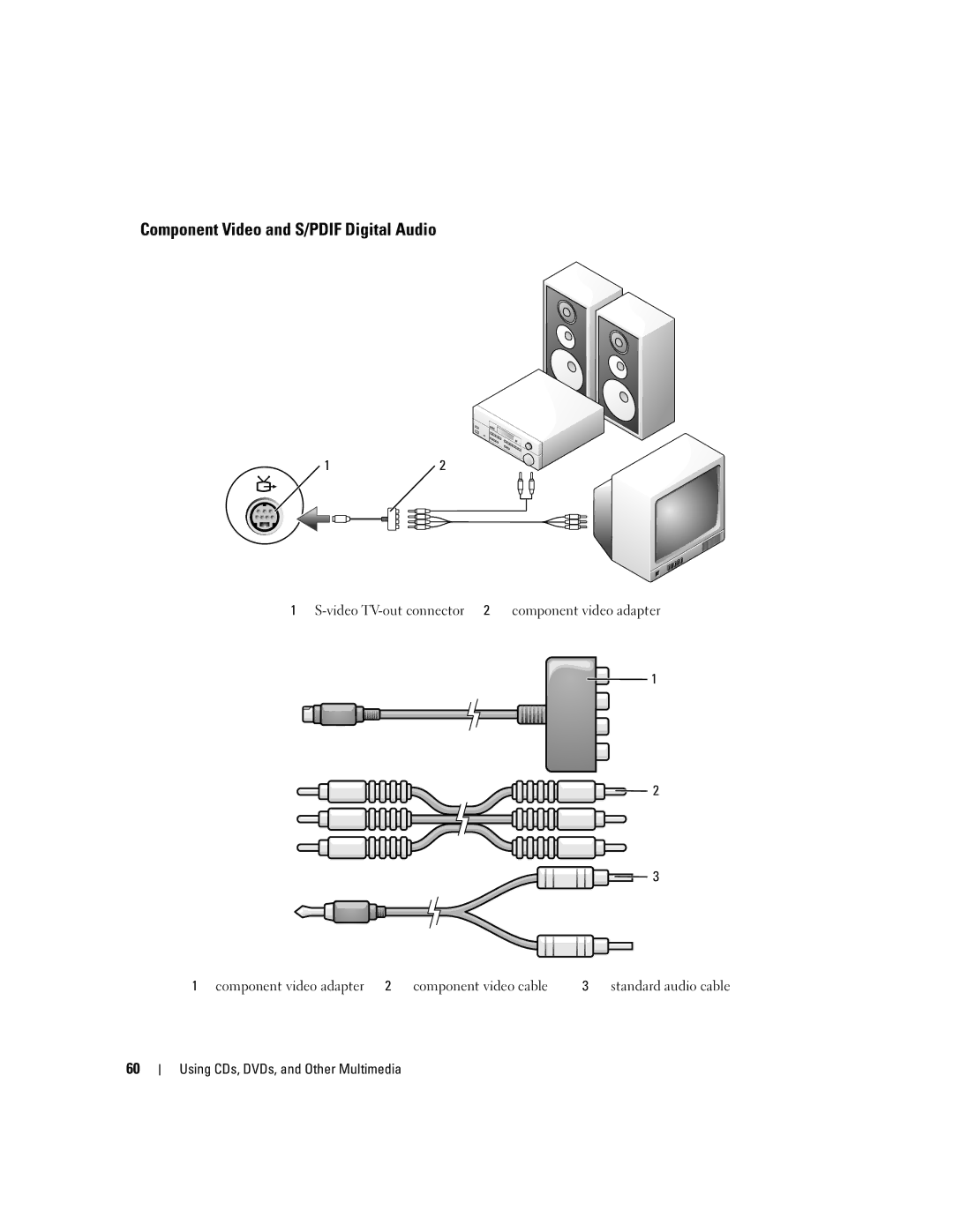 Dell PP19L owner manual Component Video and S/PDIF Digital Audio 