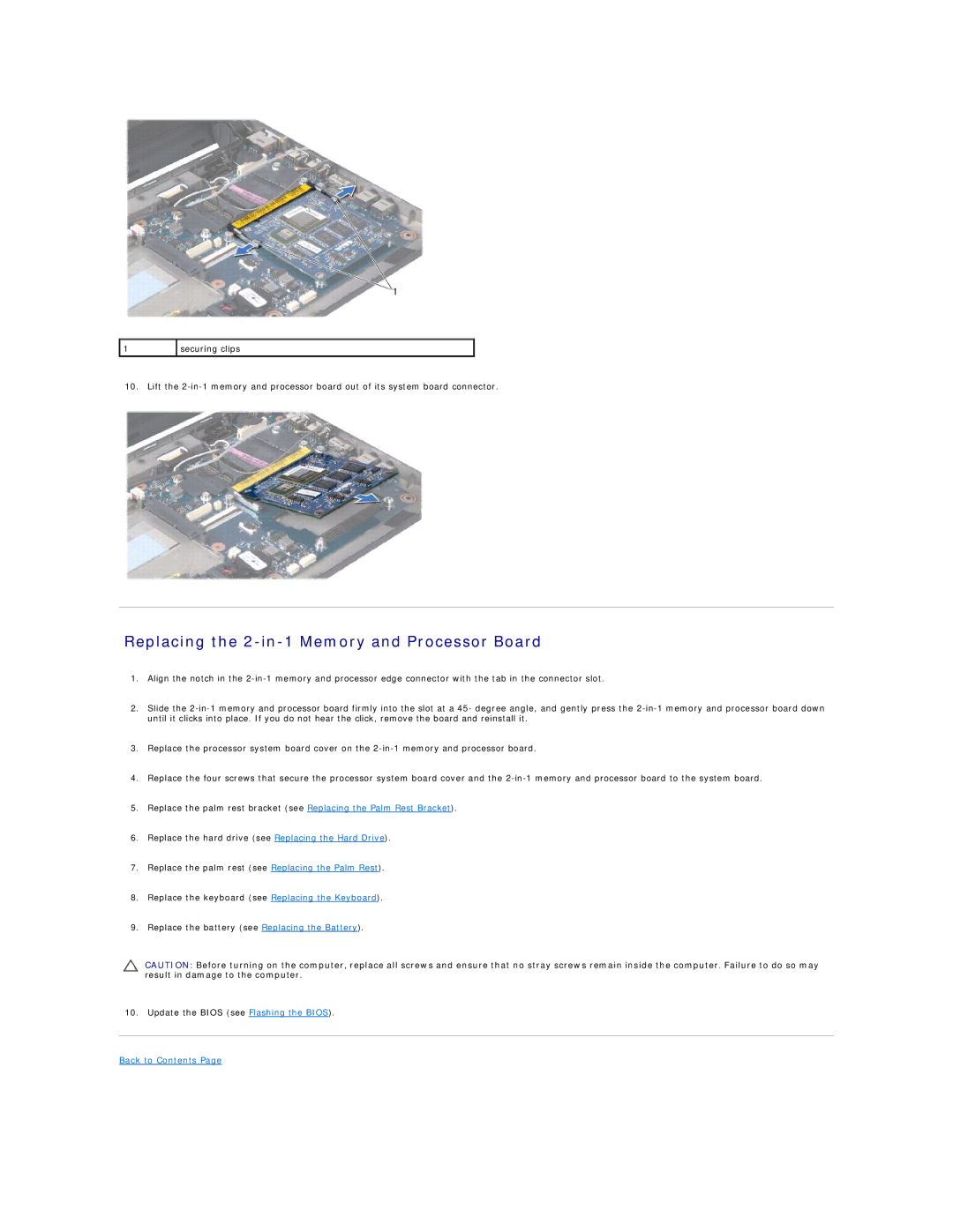 Dell PP19S manual Replacing the 2-in-1 Memory and Processor Board 