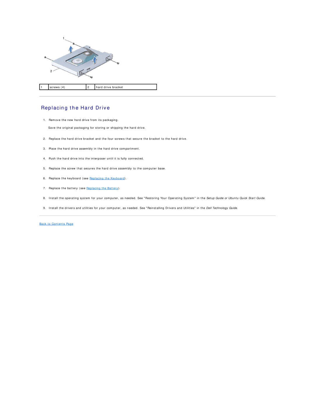 Dell PP19S manual Replacing the Hard Drive 