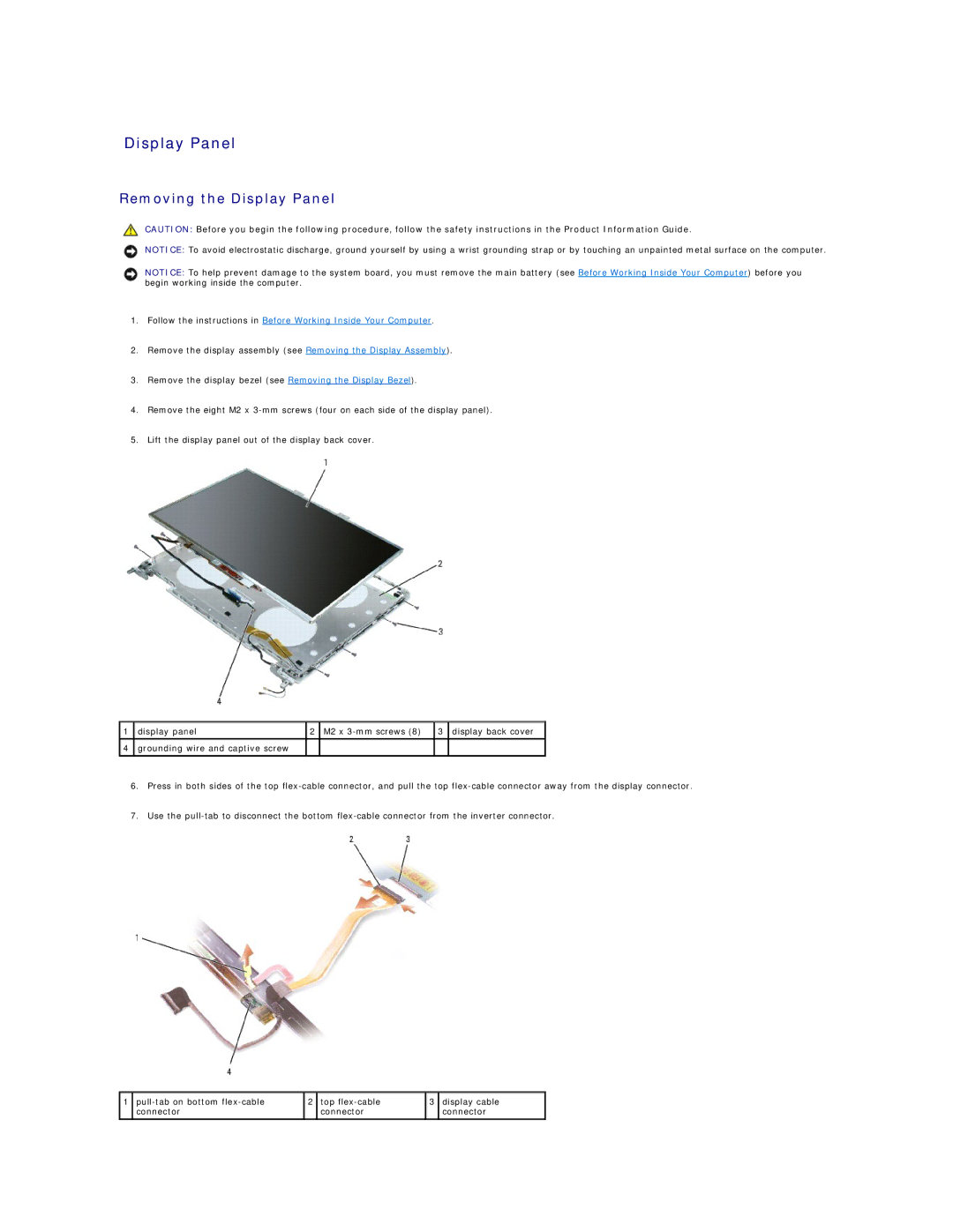 Dell PP20L owner manual Removing the Display Panel 