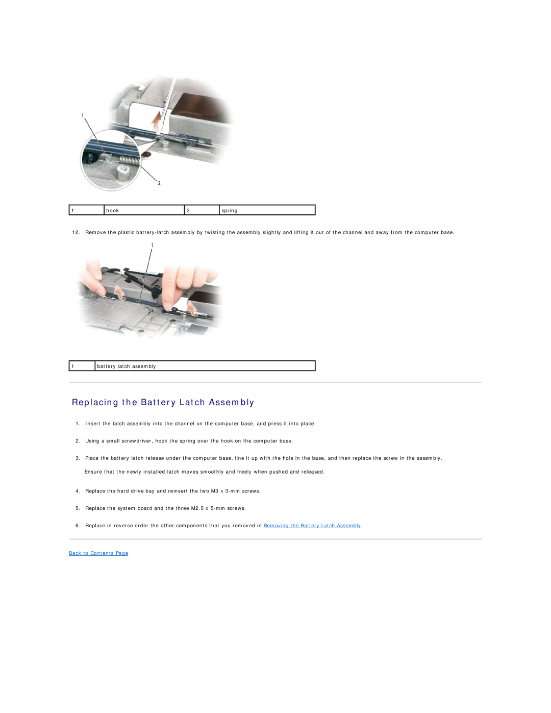 Dell PP20L owner manual Replacing the Battery Latch Assembly 