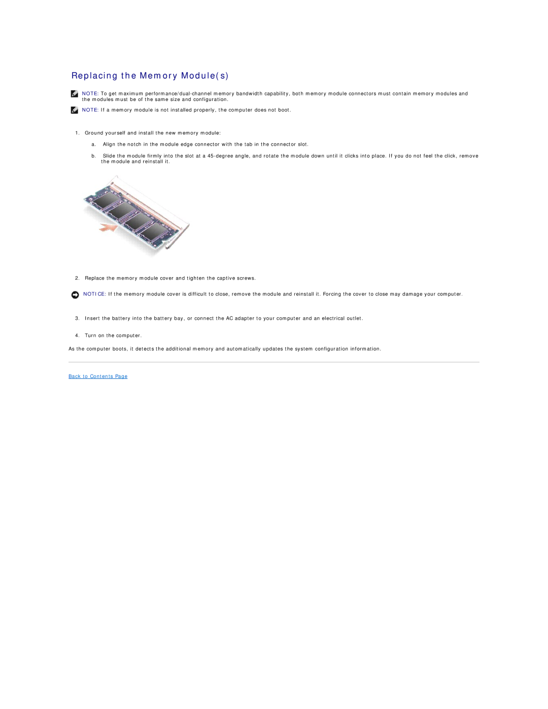 Dell PP20L owner manual Replacing the Memory Modules 