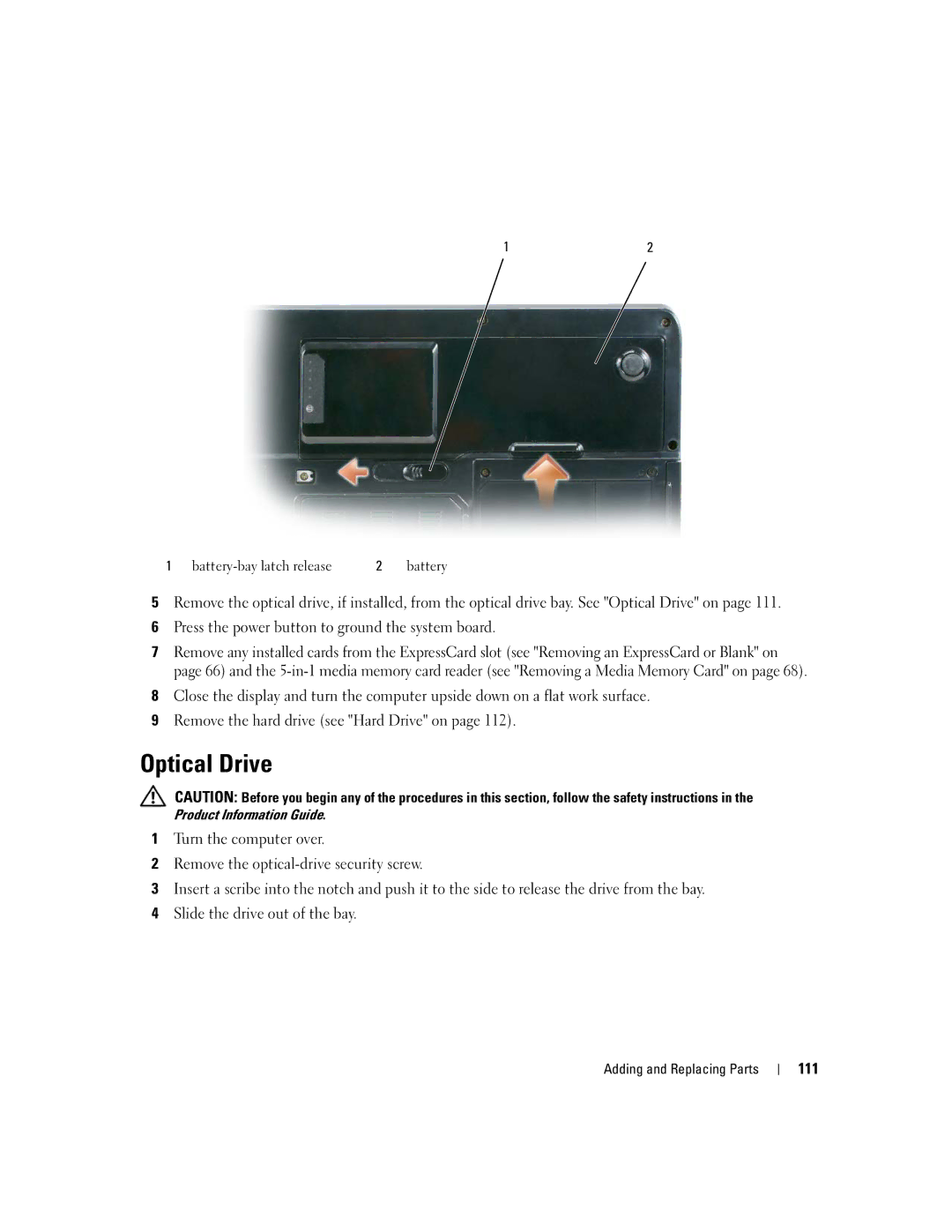 Dell PP20L owner manual Optical Drive, 111 