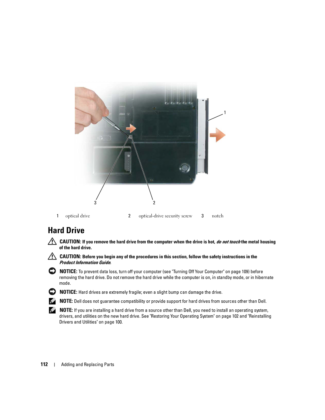 Dell PP20L owner manual Hard Drive, 112 