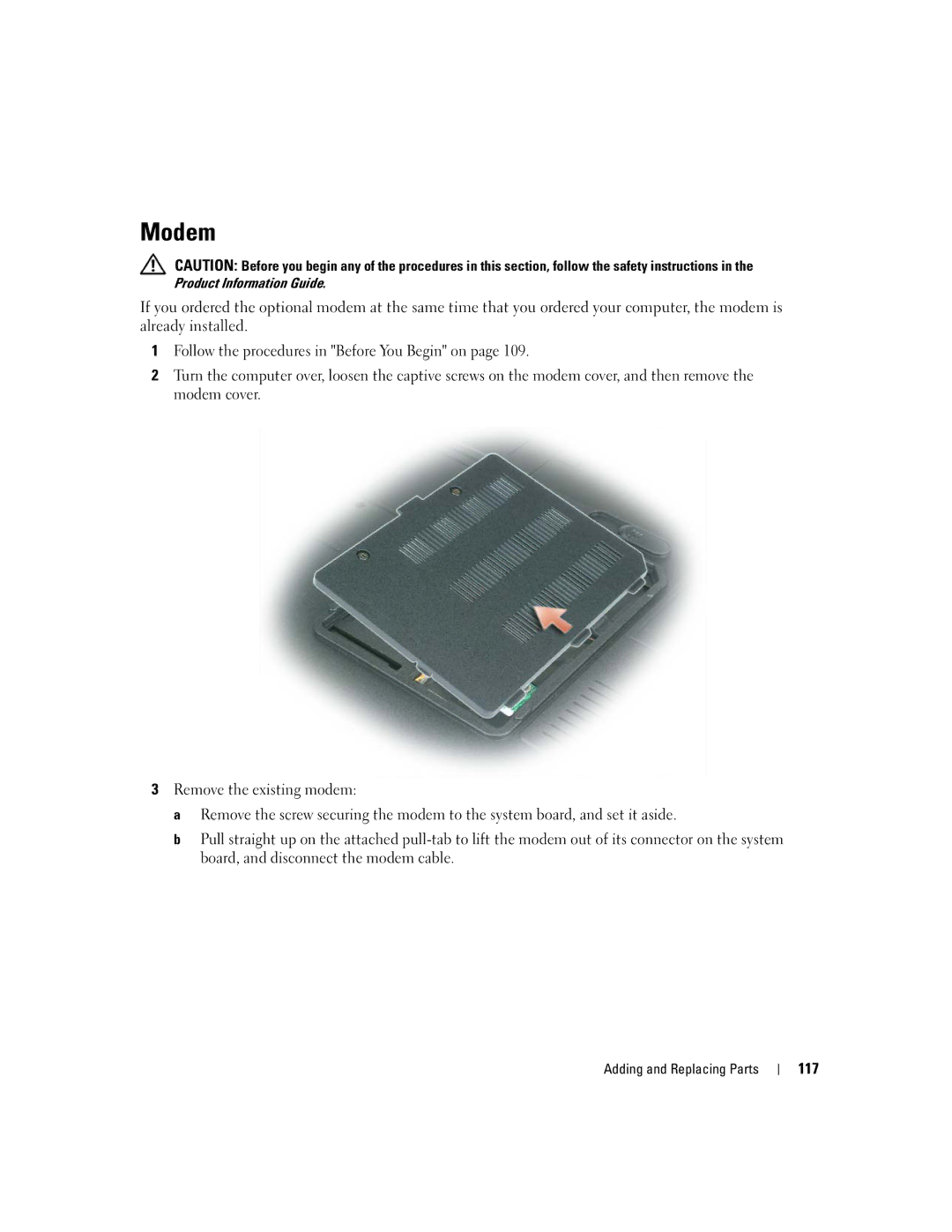 Dell PP20L owner manual Modem, 117 