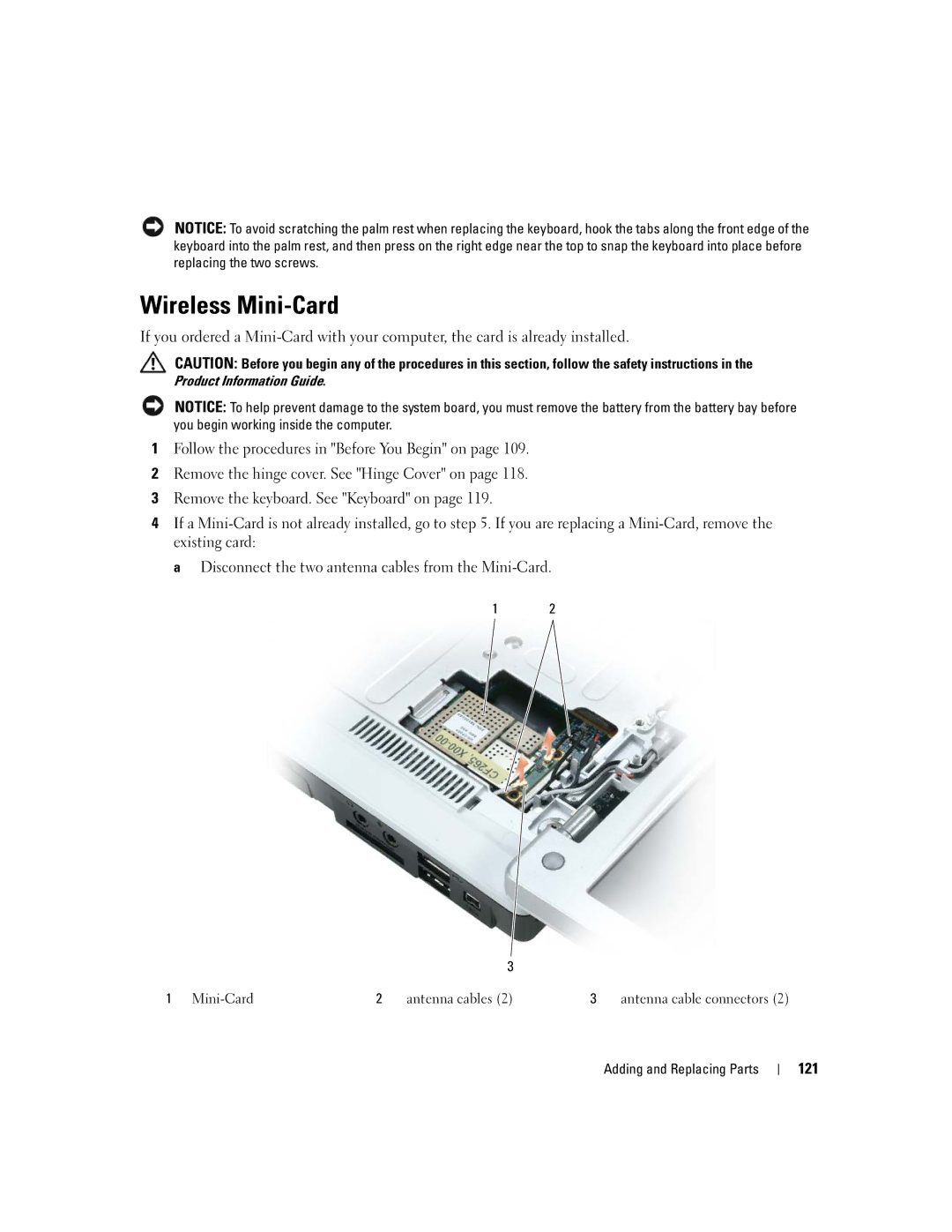 Dell PP20L owner manual Wireless Mini-Card, 121 