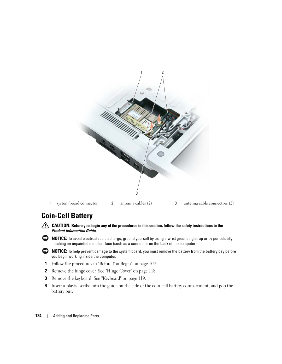 Dell PP20L owner manual Coin-Cell Battery 