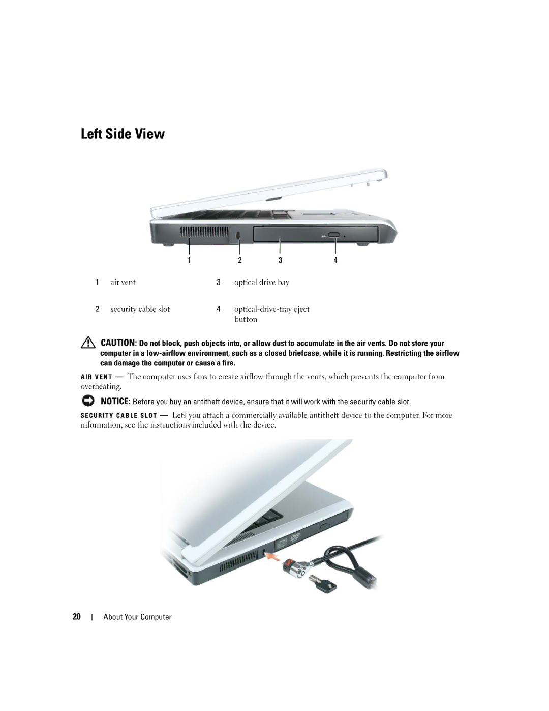 Dell PP20L owner manual Left Side View 